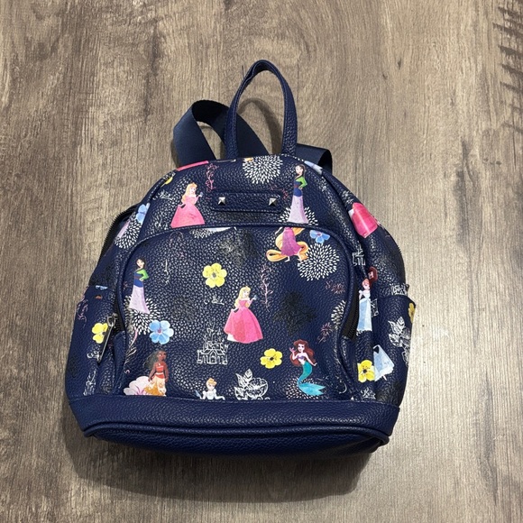 Disney Handbags - Disney Princess Navy Textured Bag with Floral Accents